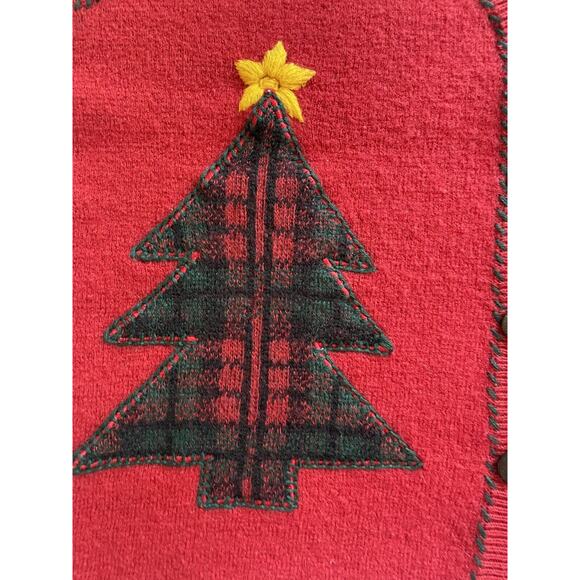 Vintage Eagle’s Eye XMAS Cardigan Sweater Vest Holiday Buttons 100% Wool Size Lg - Picture 3 of 10